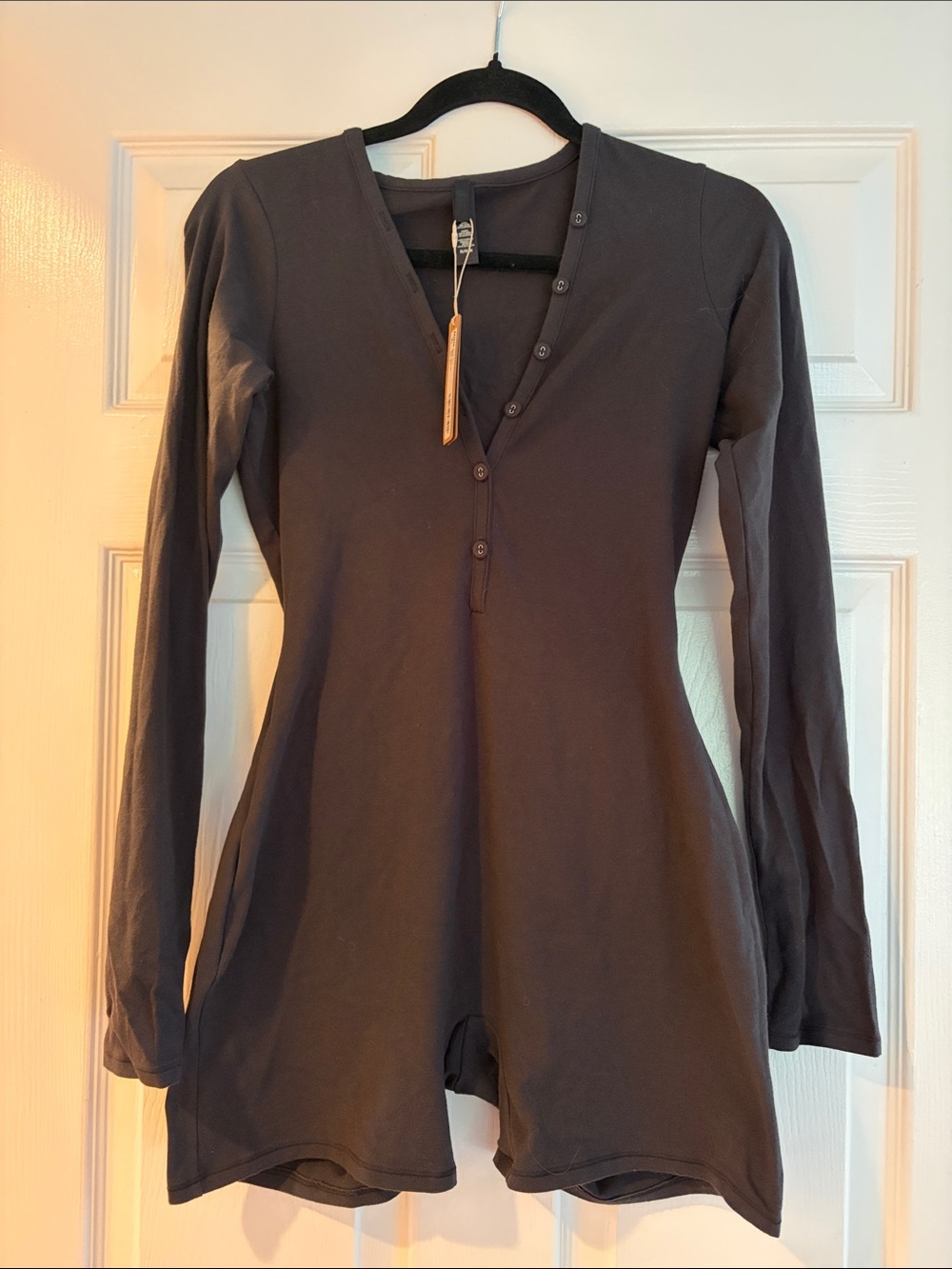 Skims COTTON JERSEY BUTTON UP HENLEY ONESIE | SOOT